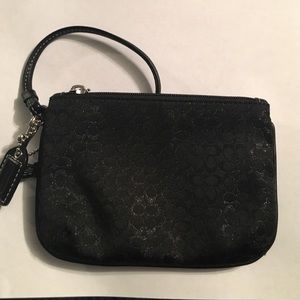 Small Black Sparkle Coach Wristlet