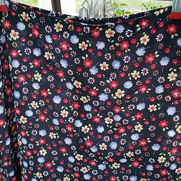 Black floral print 36" long skirt