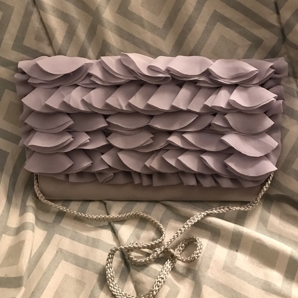 Gray/Silver Ruffle Clutch