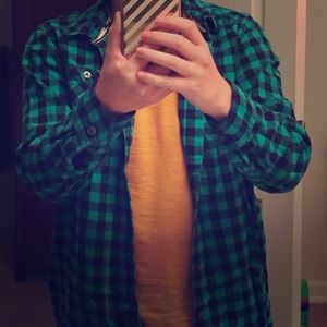 🚫Sold in bundle🚫⚡️SHIRT BOGO⚡️Teal Flannel Shirt