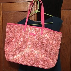 Vera Bradley Mesh Sequin tote in camocat pink NWT