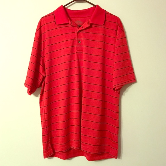 Red PGA Tour Polo w/ Black Stripes