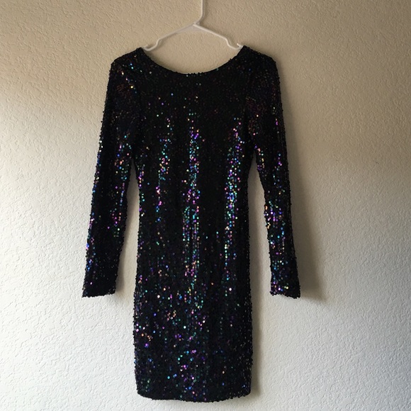 ASOS Long Sleeve Sequin Bodycon Dress Size S