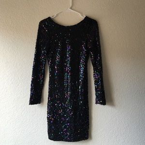 ASOS Long Sleeve Sequin Bodycon Dress Size S