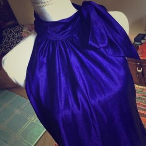 Silk Indigo purple lined halter top with side bow