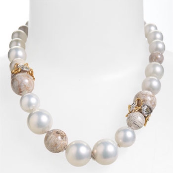Alexis Bittar Siyabona Pearl Stone Necklace
