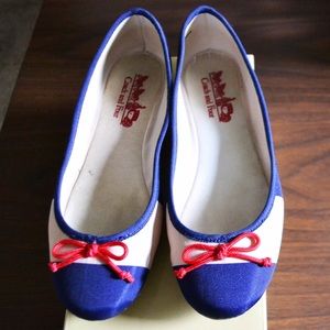 "Lindsay" Blue and Red Flats by Coach and Four