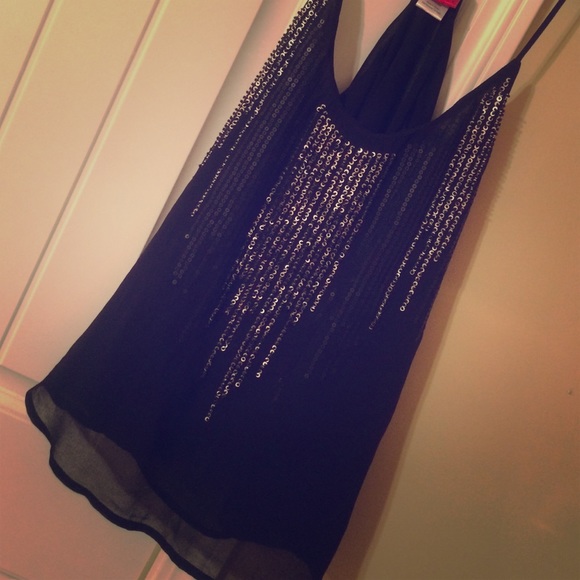 Cute Buckle sequin chiffon tank