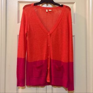Anthropologie Orange/Pink knit cardigan.