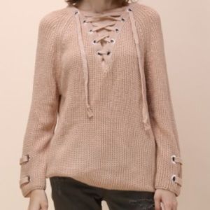 Lace-up sweater