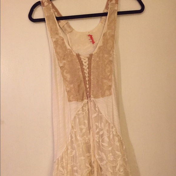 Cream Free People lace tunic