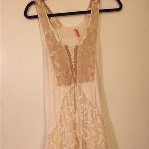 Cream Free People lace tunic