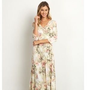 Ivory floral wrap dress