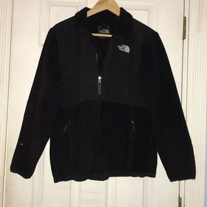 Girls black fleece north face coat