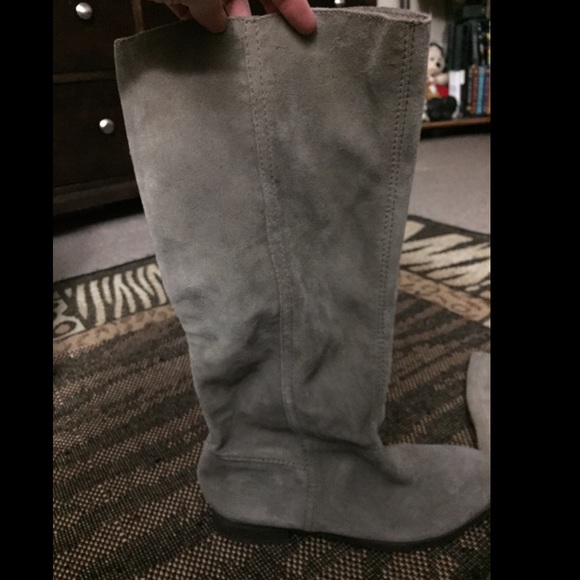 Gray suede boots