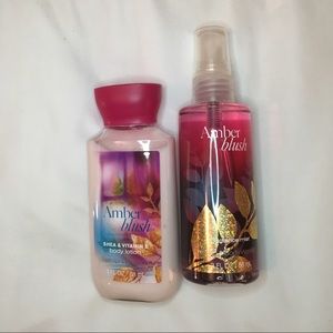 BBW Amber Blush travel size lotion and spray