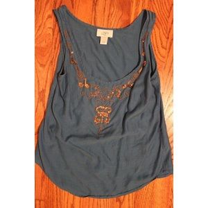 Navy Blue with Gold gems LOFT Top