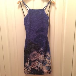 NWT Guess blue lace floral print dress