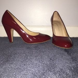 Dark red leather heels