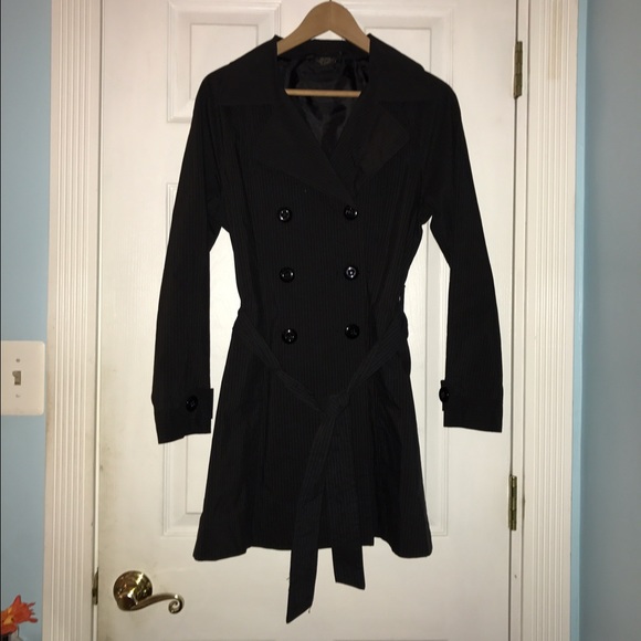 Bonjour Black and White Striped Raincoat