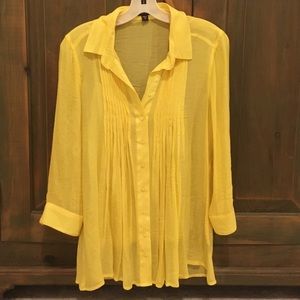 Yellow Button Down Blouse with Liner
