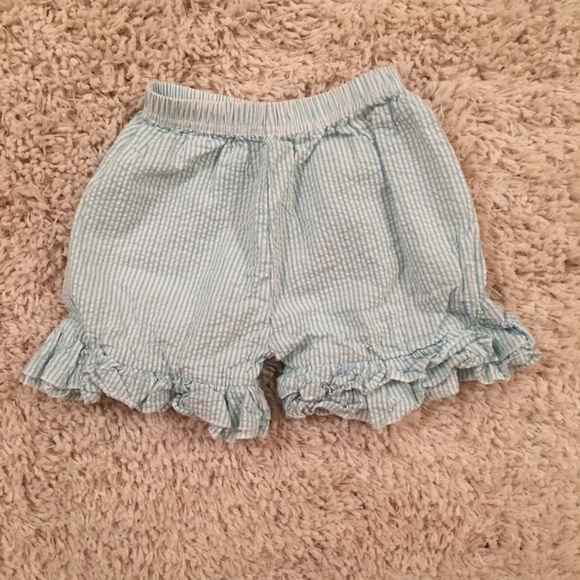 Seersucker mint ruffle shorts