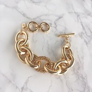 NEW Banana Republic Gold Rhinestone Link Bracelet