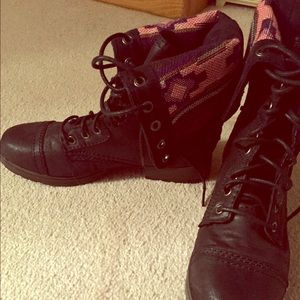 Black Lace up combat boots