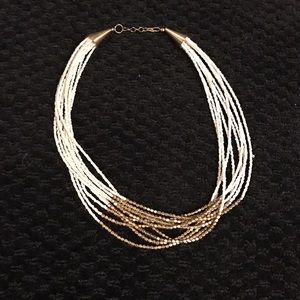 South African beaded gold and white necklace