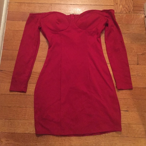 Red off the shoulder dress