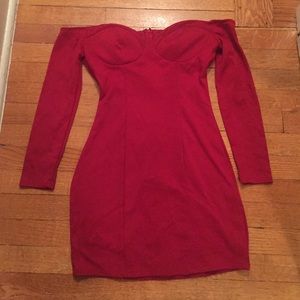 Red off the shoulder dress