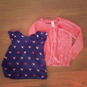 Gymboree sweater and matching blouse and t-shirt.