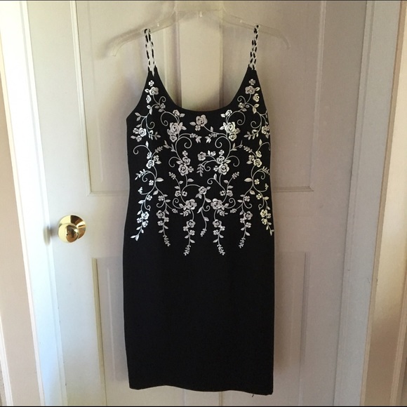Black & White Floral Spaghetti Strap Dress
