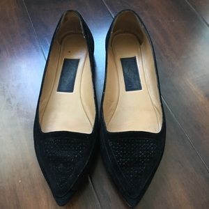 Black Suede Ferragamo Flats