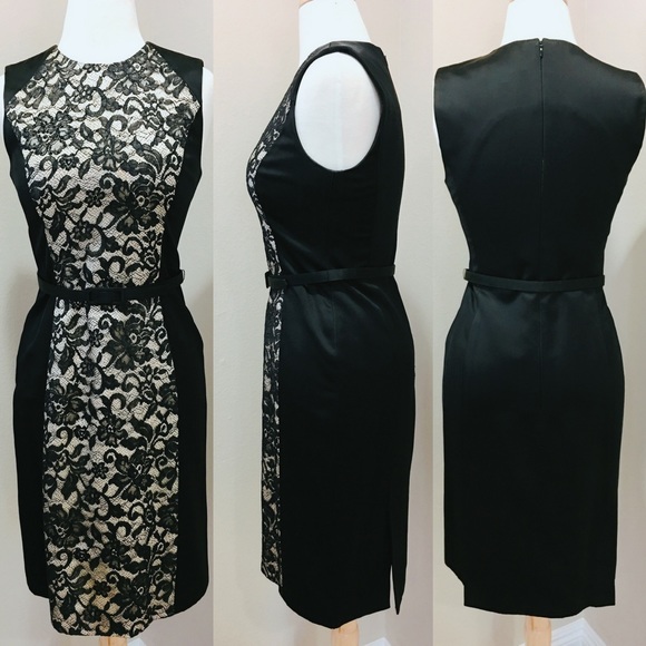 Badgley Mischka Black satin with lace dress - Picture 2 of 4