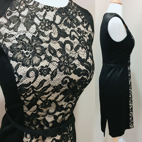 Badgley Mischka Black satin with lace dress - Picture 3 of 4