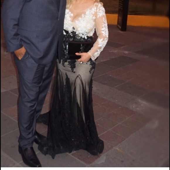 Black and white ball gown