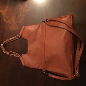 Tan chain strap Carlos Santana bag