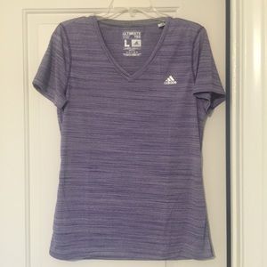Two Adidas V Neck Tshirts (light green and purple)