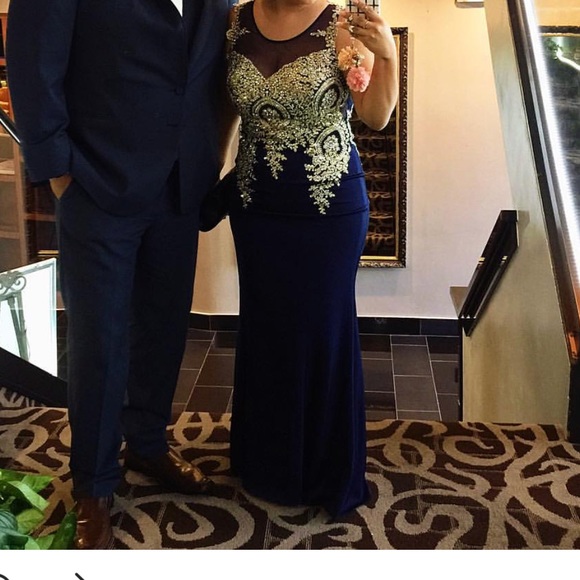 Royal blue and gold gown