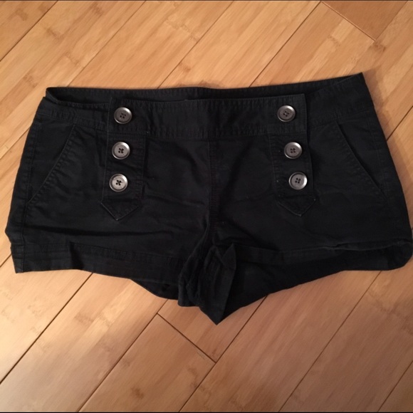 Black Express Button Shorts
