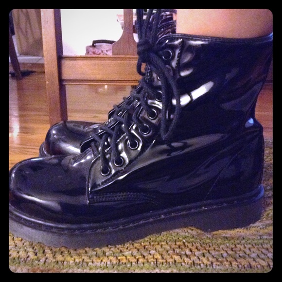 vinyl combat boots