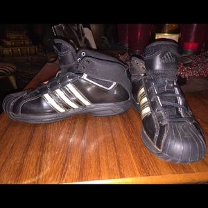 Black and Baby Pink Adidas Basketball shoes
