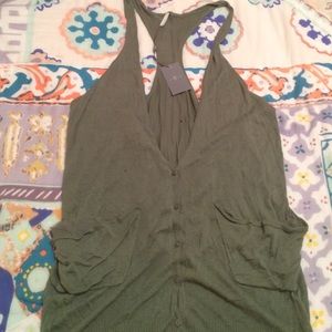 7 For All Mankind Long Olive Vest