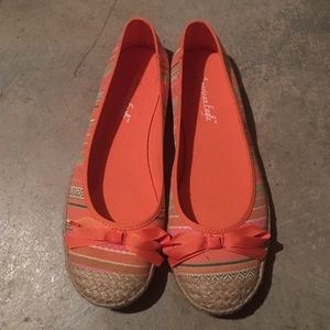 Orange striped flats
