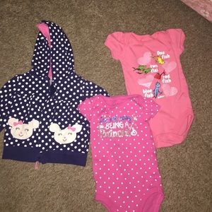 2 onsies and 1 jacket - all size 6 months.