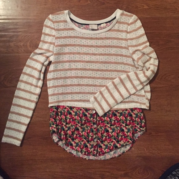 Anthropologie flowers and stripes sweater