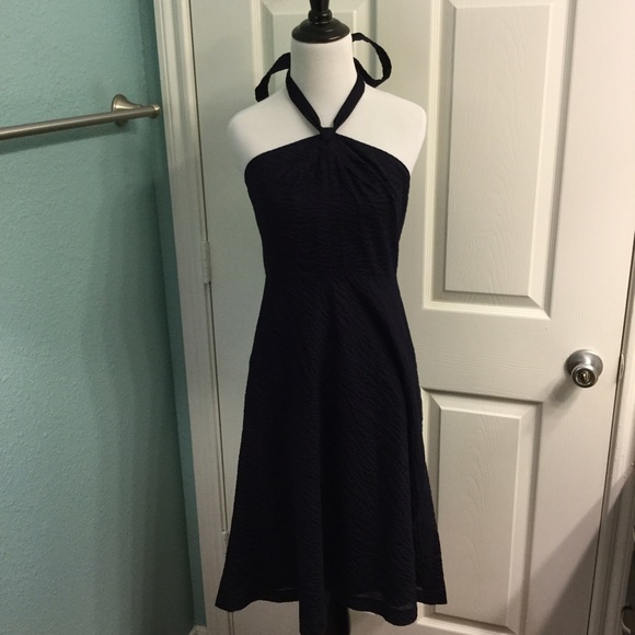 J. Crew Dresses & Skirts - J. Crew navy textured halter dress size 2