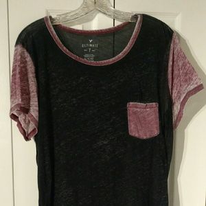 American Eagle Grey & Maroon Shirt