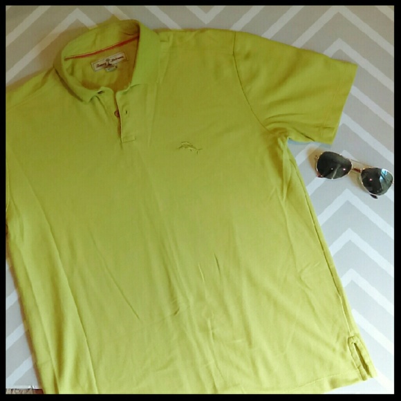 {Mens} Tommy Bahama lime green polo